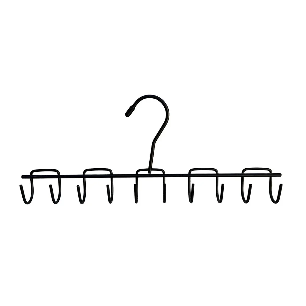 Black Metal 10 Hook Multi Accessory‎ Hanger Closet Organizer Belt Scarf Rack